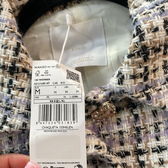MANGO NWT TWEED CROP BOMBER JACKET - Picture 6 of 7